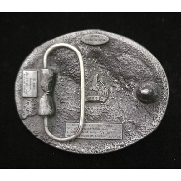 Siskiyou Buckle Co. 1990 Pewter Bald Eagles Belt Buckle R-89 Made In USA - Picture 2 of 7